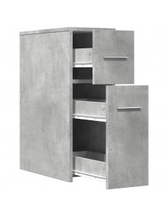 Armadietto da Bagno Stretto con Ruote Grigio Cemento Truciolato 2