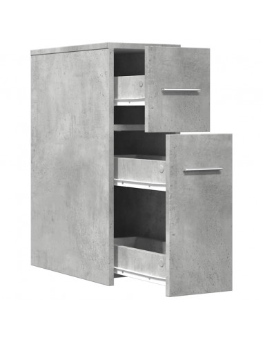 Armadietto da Bagno Stretto con Ruote Grigio Cemento Truciolato