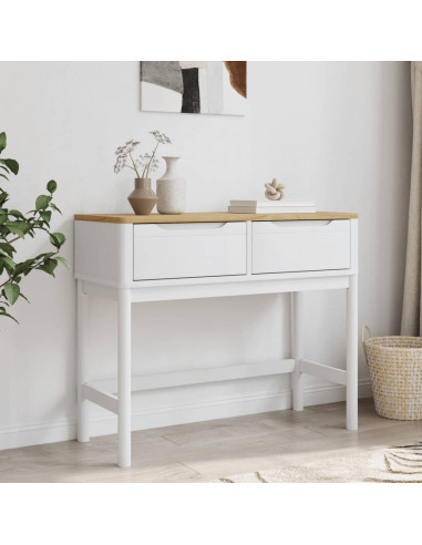 Tavolo Consolle FLORO Bianco 89,5x36,5x73cm Legno Massello Pino