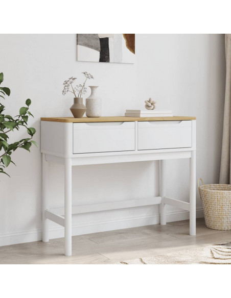 Tavolo Consolle FLORO Bianco 89,5x36,5x73cm Legno Massello Pino