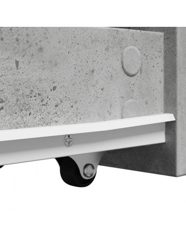 Armadietto da Bagno Stretto con Ruote Grigio Cemento Truciolato