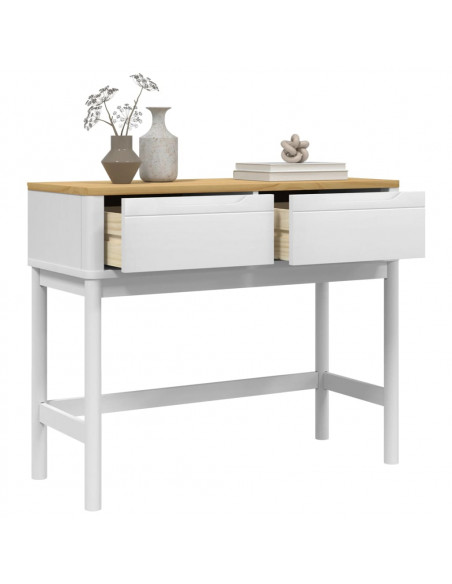 Tavolo Consolle FLORO Bianco 89,5x36,5x73cm Legno Massello Pino