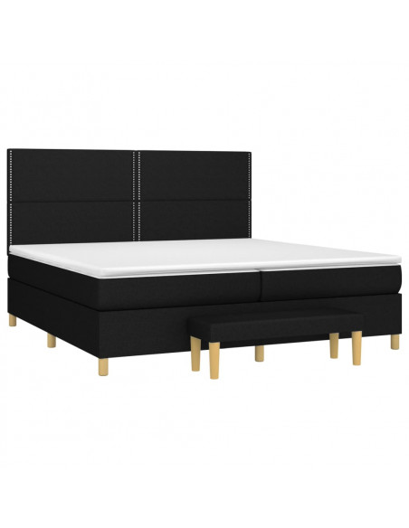 Giroletto a Molle con Materasso Nero 200x200 cm in Tessuto