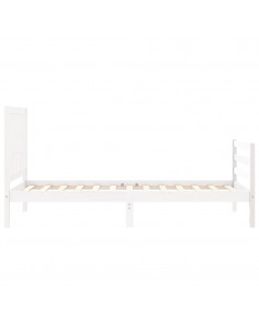 Giroletto con Testiera Bianco 90x200 cm in Legno Massello 2