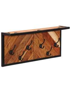 Appendiabiti da Parete con 6 Ganci in Legno Massello di Acacia 2