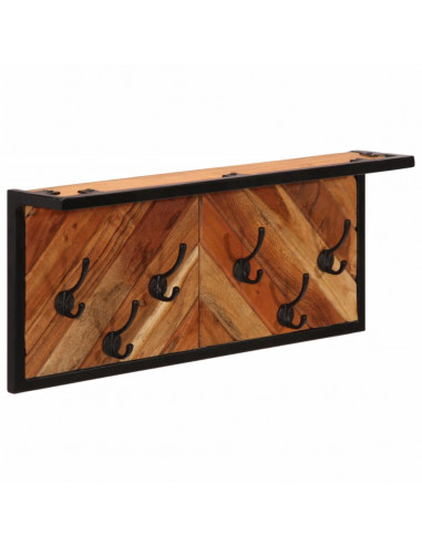 Appendiabiti da Parete con 6 Ganci in Legno Massello di Acacia