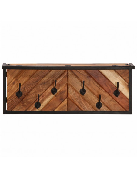 Appendiabiti da Parete con 6 Ganci in Legno Massello di Acacia