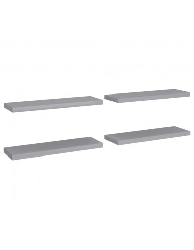 Scaffali a Parete 4 pz Grigi 80x23,5x3,8 cm in MDF
