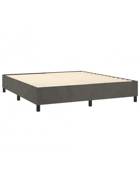 Giroletto a Molle con Materasso Grigio Scuro 160x200 cm Velluto