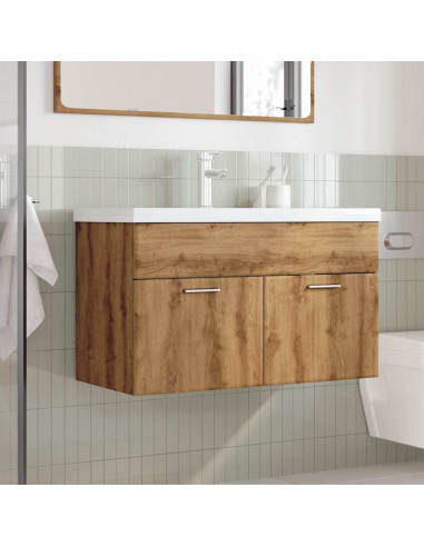 Set Mobili da Bagno 2 pz Rovere Artigianale Legno Multistrato
