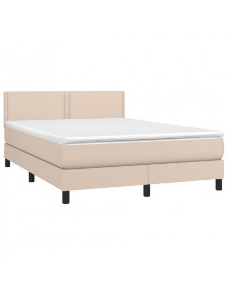 Giroletto Molle Materasso e LED Cappuccino 140x190cm Similpelle