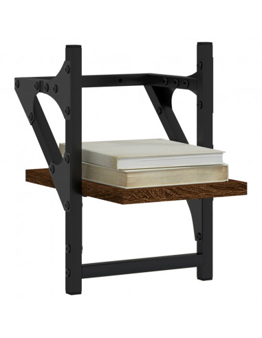 Mensole a Parete con Aste 2pz Rovere Marrone 20x25x30 cm