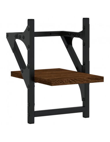 Mensole a Parete con Aste 2pz Rovere Marrone 20x25x30 cm