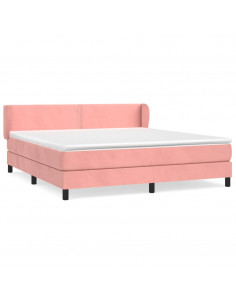 Giroletto a Molle con Materasso Rosa 160x200 cm in Velluto 2