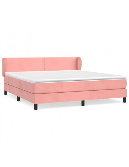 Giroletto a Molle con Materasso Rosa 160x200 cm in Velluto