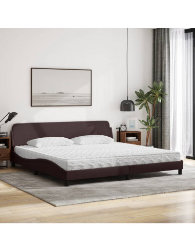 Letto con Materasso Marrone Scuro 200x200 cm in Tessuto