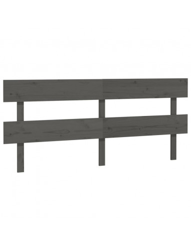 Testiera per Letto Grigia 204x3x81 cm in Legno Massello di Pino