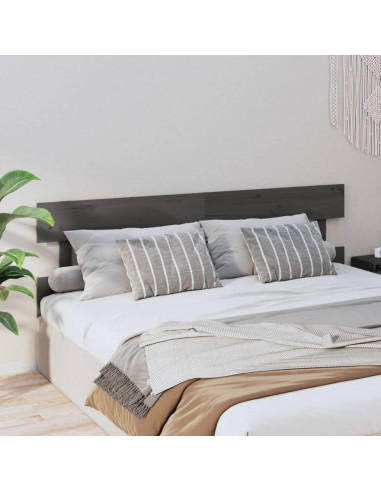 Testiera per Letto Grigia 204x3x81 cm in Legno Massello di Pino