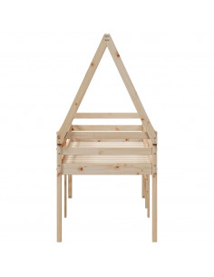 Letto a Soppalco con Tetto 75x190 cm in Legno Massello di Pino 2