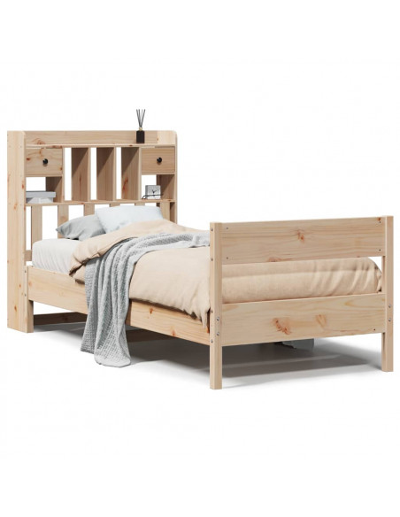 Giroletto con Libreria senza Materasso 75x190 cm in Legno Pino