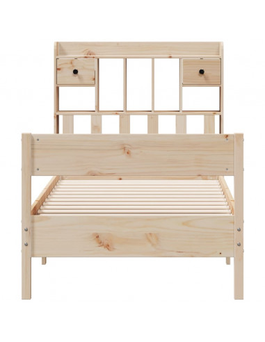 Giroletto con Libreria senza Materasso 75x190 cm in Legno Pino