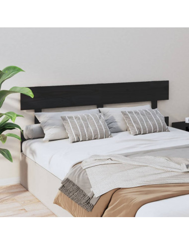 Testiera per Letto Nera 164x3x81 cm in Legno Massello di Pino
