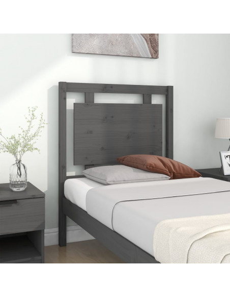 Testiera per Letto Grigia 80,5x4x100 cm Legno Massello di Pino