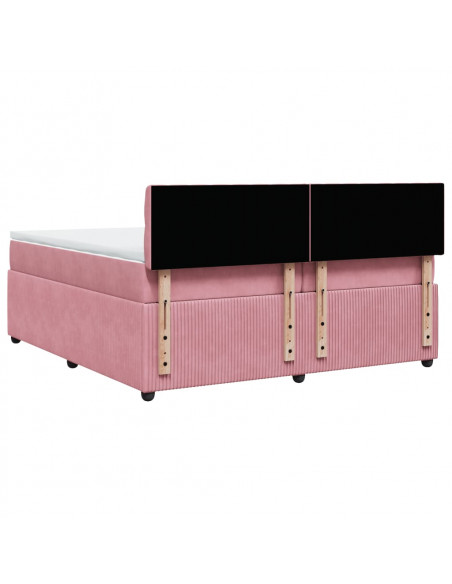 Giroletto a Molle con Materasso Rosa 200x200 cm in Velluto