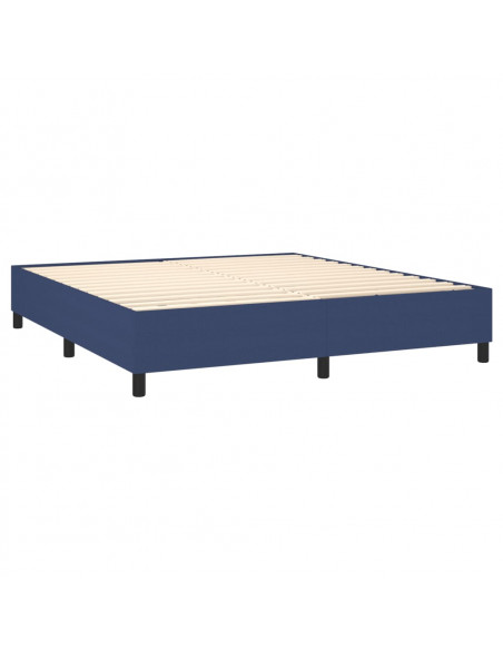 Letto a Molle con Materasso e LED Blu 180x200 cm in Tessuto