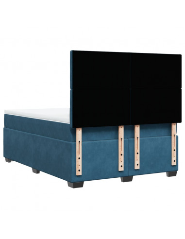 Giroletto a Molle con Materasso Blu 140x190 cm in Velluto