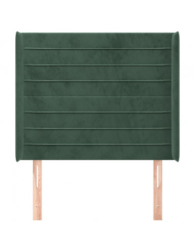 Testiera ad Orecchio Verde Scuro 93x16x118/128 cm in Velluto