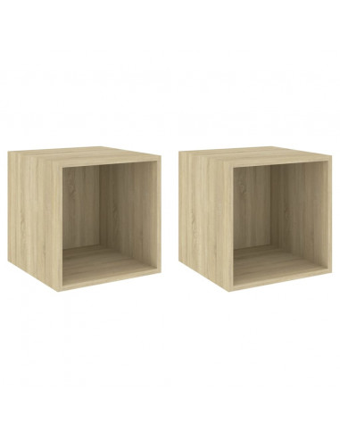 Mobili a Muro 2pz Rovere Sonoma 37x37x37 cm Legno Multistrato