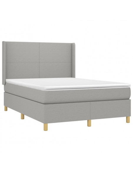 Letto a Molle Materasso e LED Grigio Chiaro 140x190 cm Tessuto