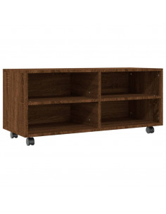 Mobile TV con Ruote Rovere Marrone 90x35x35cm Legno Multistrato 2