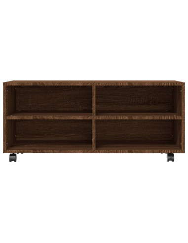 Mobile TV con Ruote Rovere Marrone 90x35x35cm Legno Multistrato