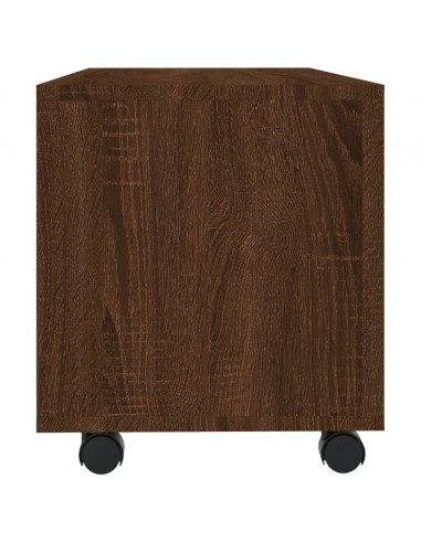 Mobile TV con Ruote Rovere Marrone 90x35x35cm Legno Multistrato