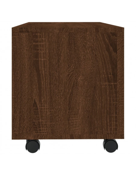 Mobile TV con Ruote Rovere Marrone 90x35x35cm Legno Multistrato