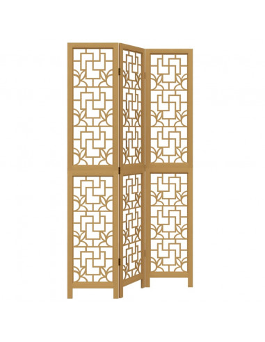 Divisorio Ambienti 3 Pannelli Marrone Scuro Massello Paulownia