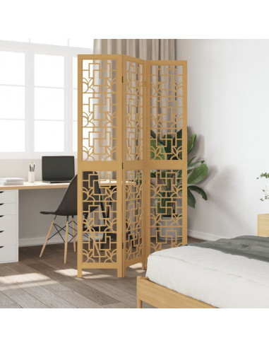 Divisorio Ambienti 3 Pannelli Marrone Scuro Massello Paulownia