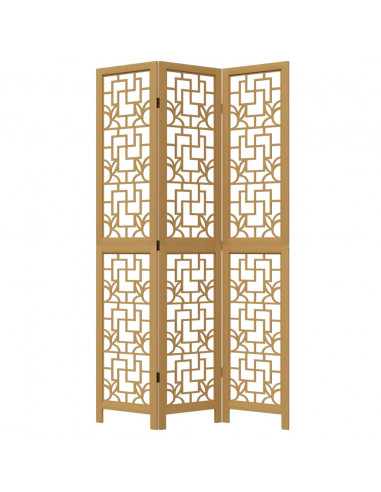 Divisorio Ambienti 3 Pannelli Marrone Scuro Massello Paulownia