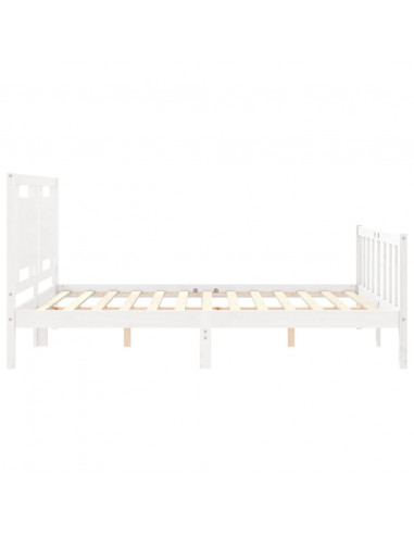 Giroletto con Testiera Bianco 160x200 cm Legno Massello