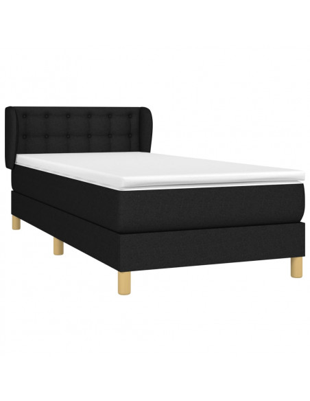 Giroletto a Molle con Materasso Nero 90x190 cm in Tessuto