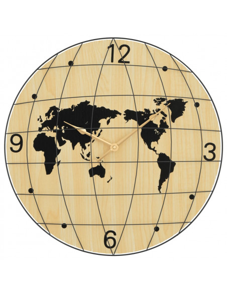Orologio a Parete Giallo e Nero Ø50 cm in Legno Multistrato