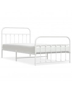 Giroletto con Testiera e Pediera Metallo Bianco 107x203 cm 2