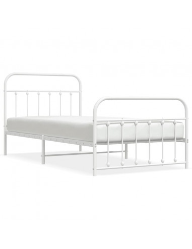 Giroletto con Testiera e Pediera Metallo Bianco 107x203 cm