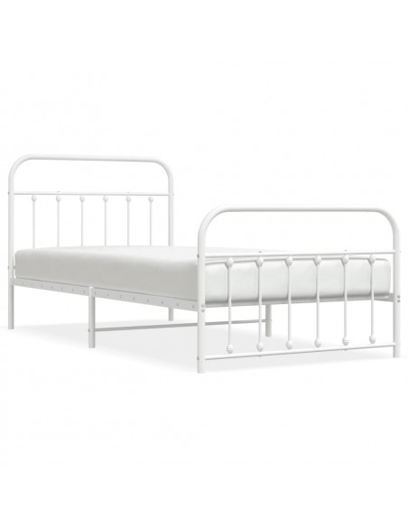 Giroletto con Testiera e Pediera Metallo Bianco 107x203 cm