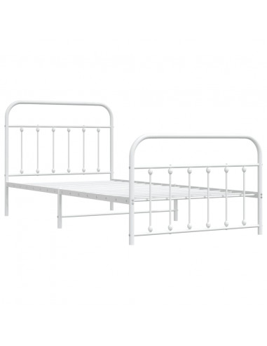 Giroletto con Testiera e Pediera Metallo Bianco 107x203 cm