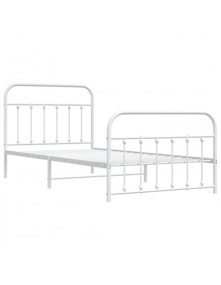 Giroletto con Testiera e Pediera Metallo Bianco 107x203 cm