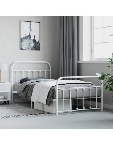 Giroletto con Testiera e Pediera Metallo Bianco 107x203 cm