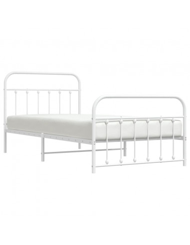 Giroletto con Testiera e Pediera Metallo Bianco 107x203 cm